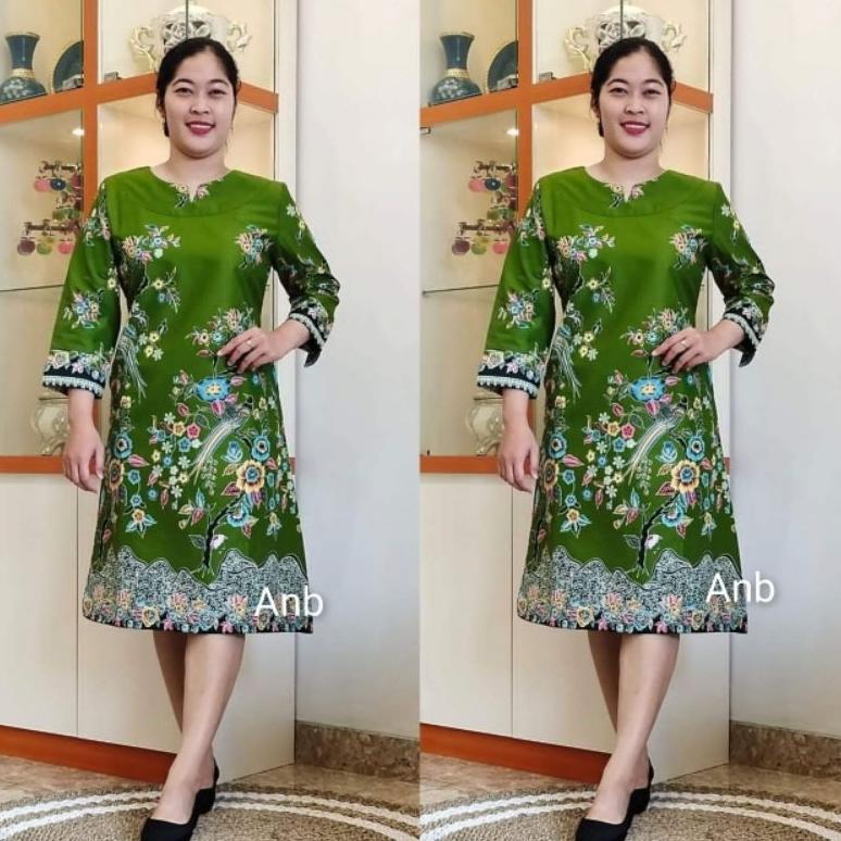 Premium Dress Batik Modern Kerah V Atasan Batik Wanita Premium M L Xl Xxl Baju Batik Untuk Wanita Ju