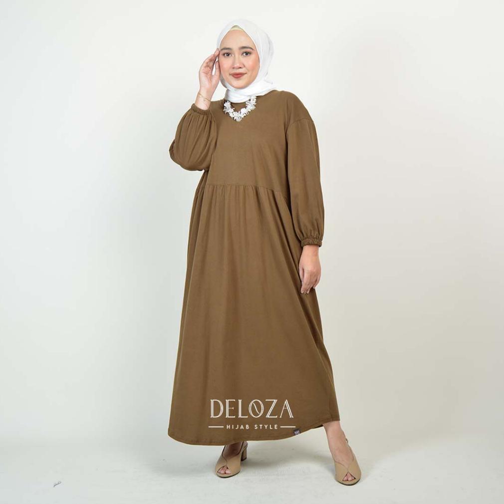 Harga Miring Balena Midi Dress Tunik Kaos Katun Polos Kekinian - Dress Cotton Combed By Deloza