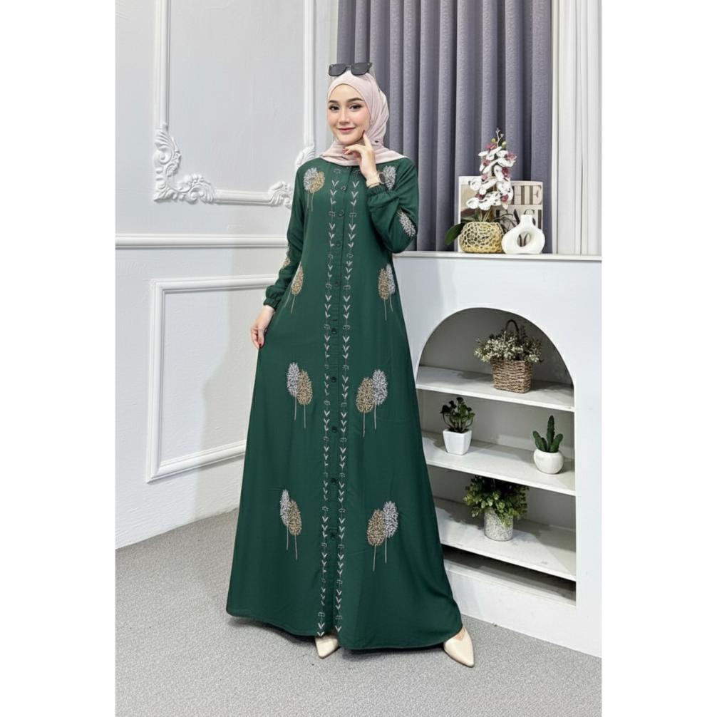 Diskont M L Xl Xxl Gamis Twill Rayon Premium Kombinasi Bordir Model Kancing Terbaru Jumbo Syar'I Kek
