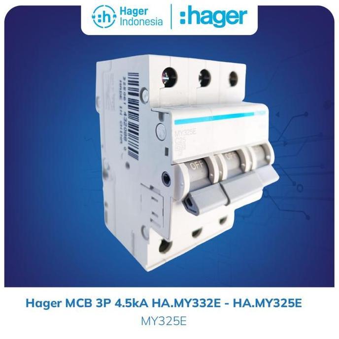 Hager MCB 25a 25 ampere 3 Phase 4.5kA - MY325E