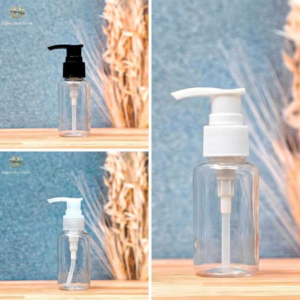 CUCI GUDANG BOTOL PUMP 60ML BENING / BOTOL PLASTIK 60 ML PET KECIL TUTUP PUMP LOTION