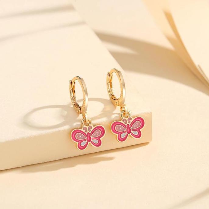 LM535 Fashion Kupu-kupu Anting Anak Titanium Perhiasan Imitasi Anting Costume