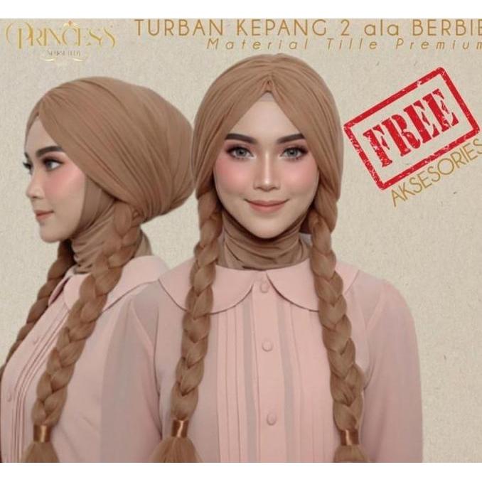 Princess Nonnetedy - Turban Tile Kepang 2 Instan Karakter Barbie Edition - Hijab Pesta / Kondangan /