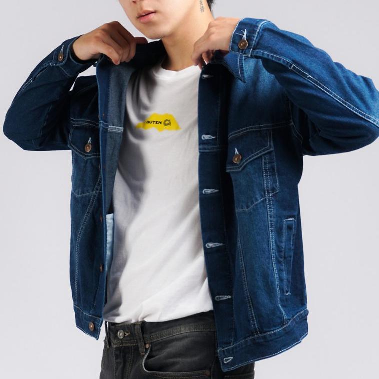 RECOMMENDED Guteninc Jacket Denim Jeans Trucker Boxy Bullitt Blue Washed KEKINIAN