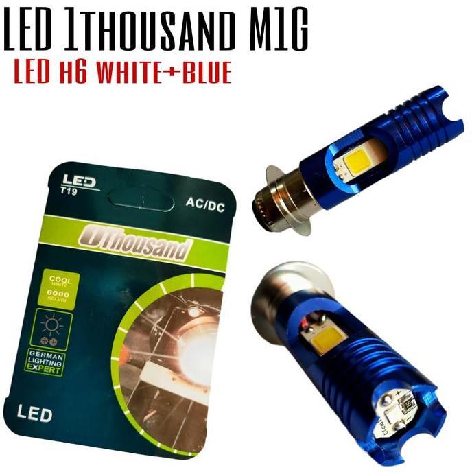 1THOUSAND M11G LAMPU BOHLAM DEPAN LED H6 PUTIH BIRU