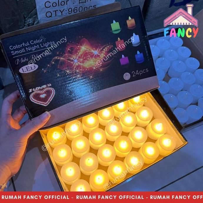 [GROSIR]1 BOX ISI 24 PCS Lilin LED KUNING WARM WHITE TERMASUK BATERAI / Lilin Lampu Elektrik Natal