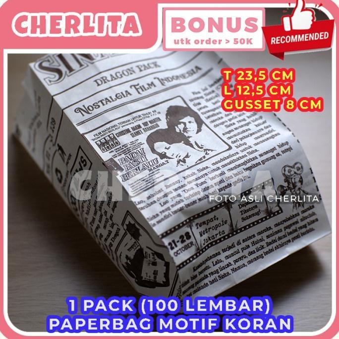 Ready Paper Bag Kantong Kertas Roti Ayam Goreng Brown Motif Kantong Makanan