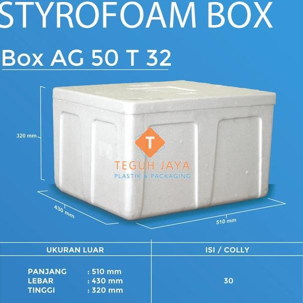 Styrofoam Gabus Box Ag 50 ( 51 X 43 X 32 ) Kotak Gabus Ikan Buah Sterofoam Box Cool Box Frozen Food