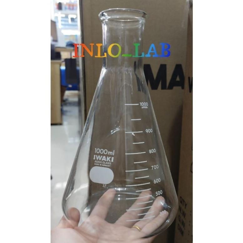 Erlenmeyer Iwaki & Pyrex 1000 Ml/Gelas Erlen/Erlenmeyer