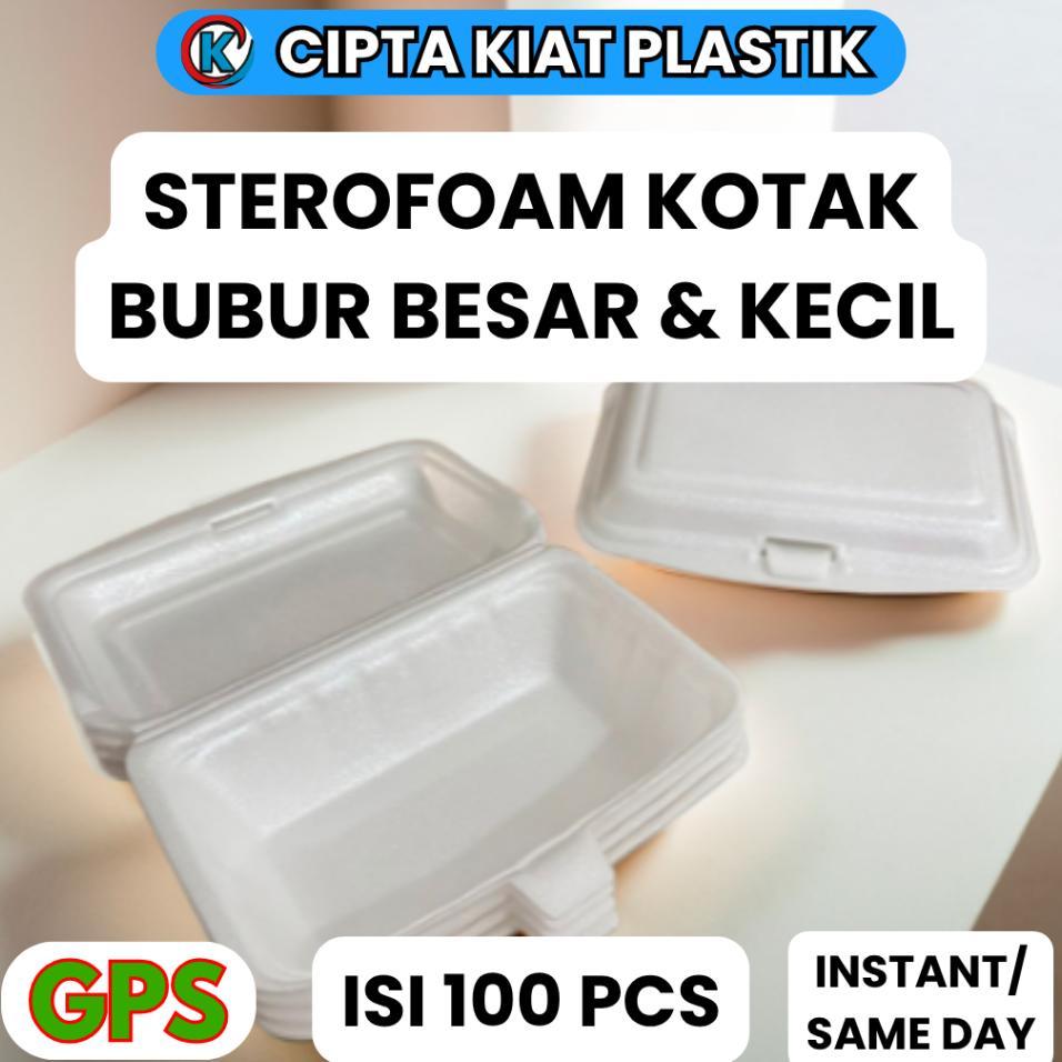 Sterofoam Styrofoam Nasi Box Bubur Besar Bubur Kecil Persegi Panjang Gps Isi 100 Pcs