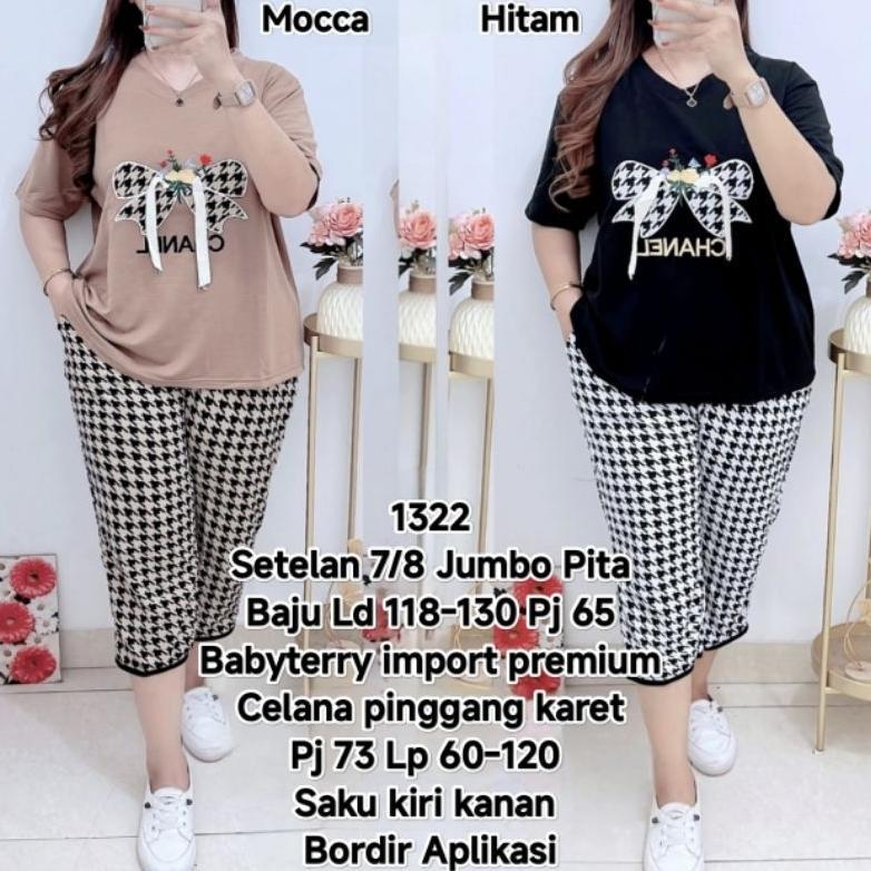 HOT Setelan Wanita 7/8 Jumbo Babyterry Import Premium Baju LD 120 Celana Pinggang Karet LP 60-120 Ka