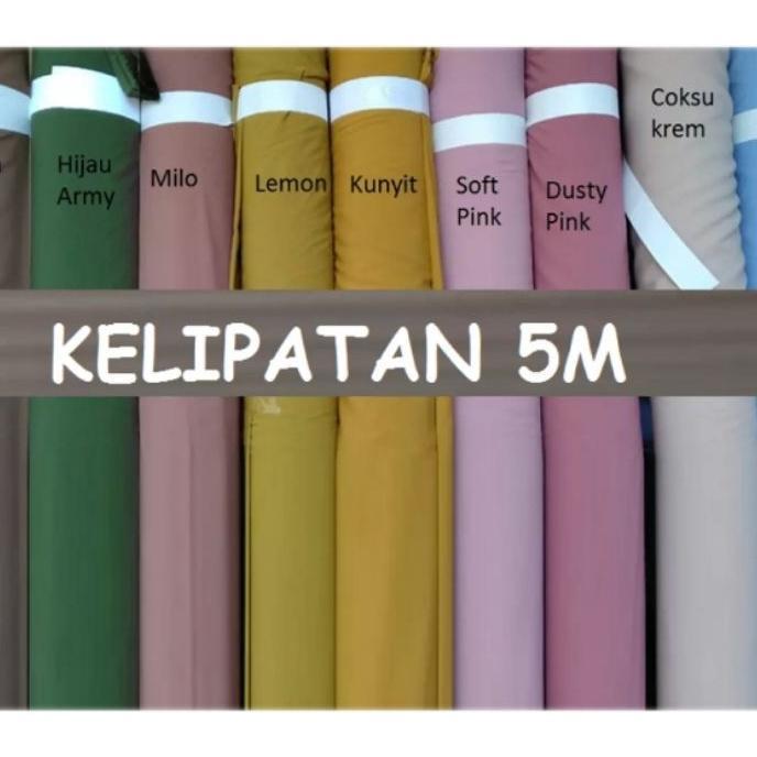 [5 Meter] Kain Wolfis Woolpeach  Kain Meteran Wolvis Monalisa Polos Bahan Gamis Abaya Setcel Kerudun