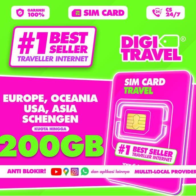 DIGI TRAVEL Sim Card USA America 3UK Kuota Besar 4G 5G | Simcard Amerika US USA Kuota | Simcard Erop