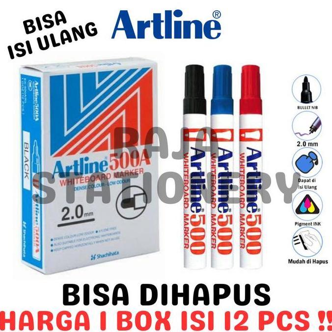 ARTLINE WHITEBOARD MARKER BLACK BLUE RED 500 SPIDOL PAPAN TULIS HITAM BIRU MERAH ART LINE 500 BISA D