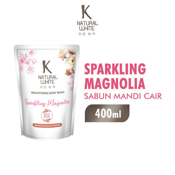 K Natural White Sabun Mandi Cair Magnolia Pouch 400 ml x4 - Gambar 2