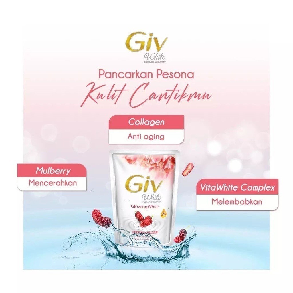 Giv White Sabun Mandi Cair Mulberry Pouch 800 ml x5 - Gambar 3