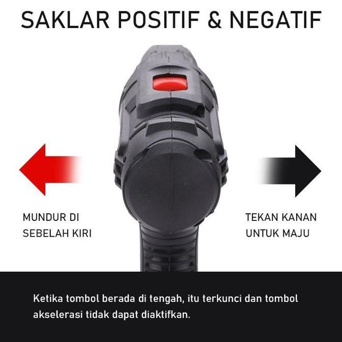 Bor Listrik 1 Set Lengkap 36Vf Reversible/ Modern Tanpa Kabel Cordless Real 36Vf/ Baterai Charger Ca