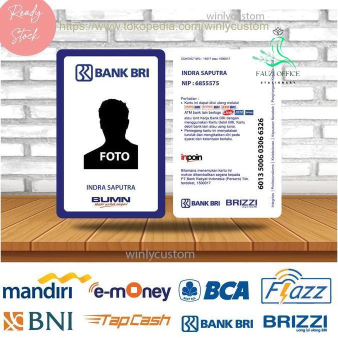 Kartu Emoney Bri Brizzi Id Card Bank Bri Tanda Pengenal Murah - 2 Sisi