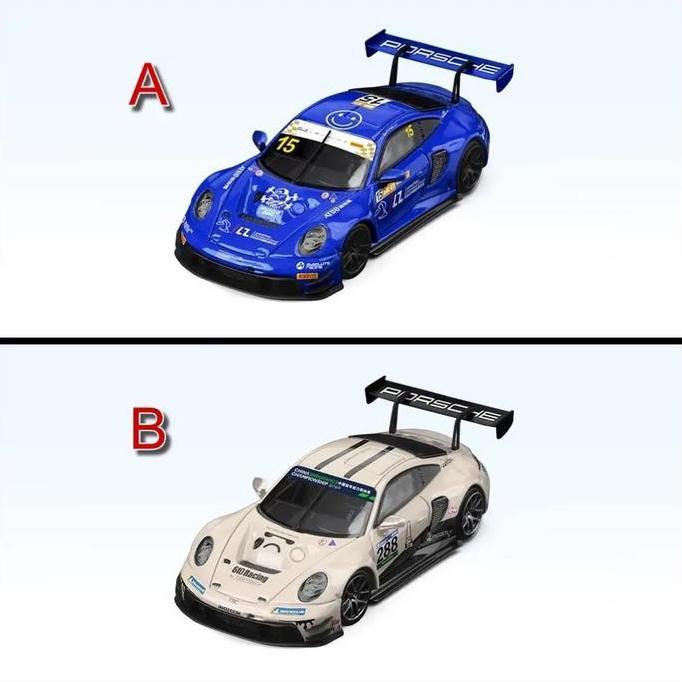 SR64026 SR64027 - STAR RACE 1/64 PORSCHE 911 GT3 BLUE #15 MILK WHITE #288 RACING CAR - AS2123