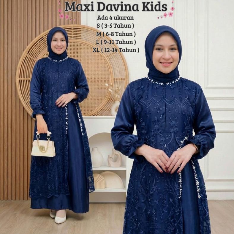 Official Gamis Anak Perempuan Model Terbaru Remaja Tanggung Lengan Panjang Maxi Davina Kids 3-14 Tah