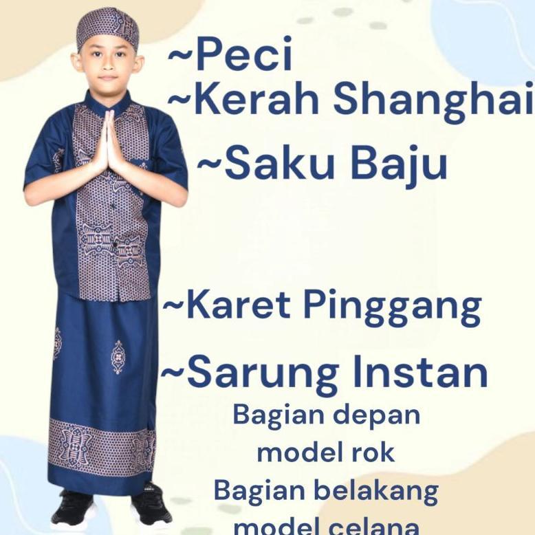 Murah Setelan Baju Koko Peci Anak Laki-Laki Muslim Sarkoci Batik Pekalongan Usia 3-10 Tahun