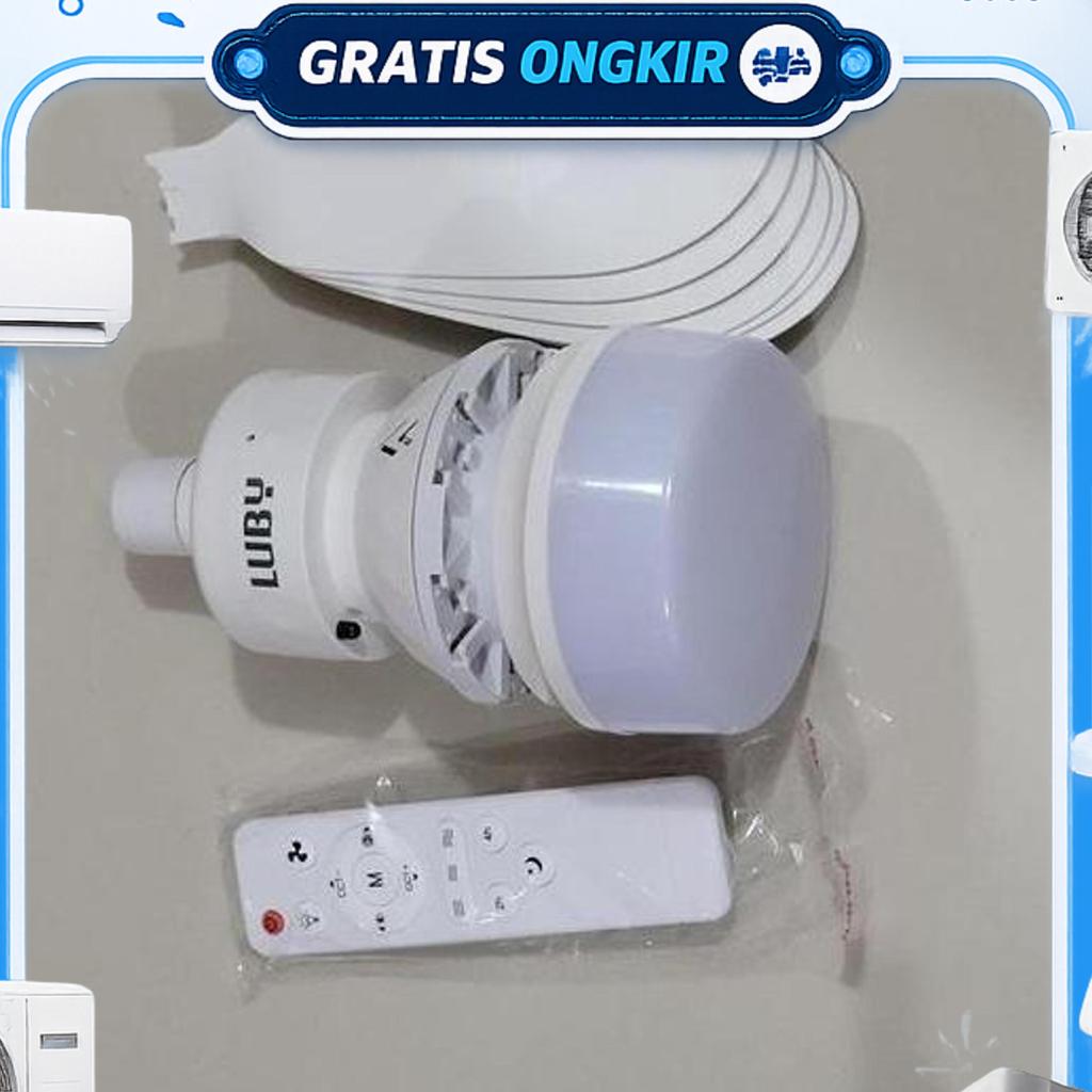 Kipas Angin Plafon 12W Led 2In1 E27 Luby L-Cf700 Multifungsi Dengan Remote Dimmer Fan Gantung Dinamo