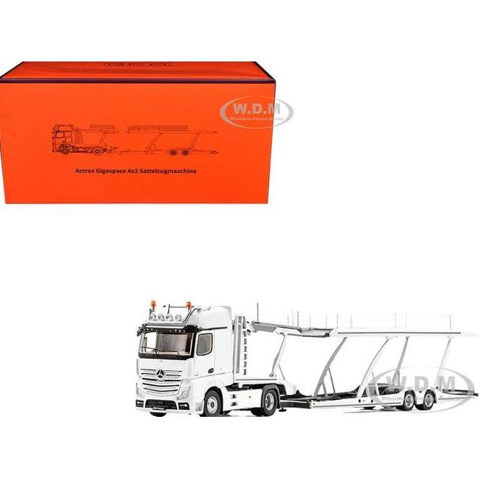 KS-069-400 - GCD 1/64 MERCEDES-BENZ AMG ACTROS AUTO TRANSPORTER WHITE DIECAST MOBIL MAINAN MINIATUR 