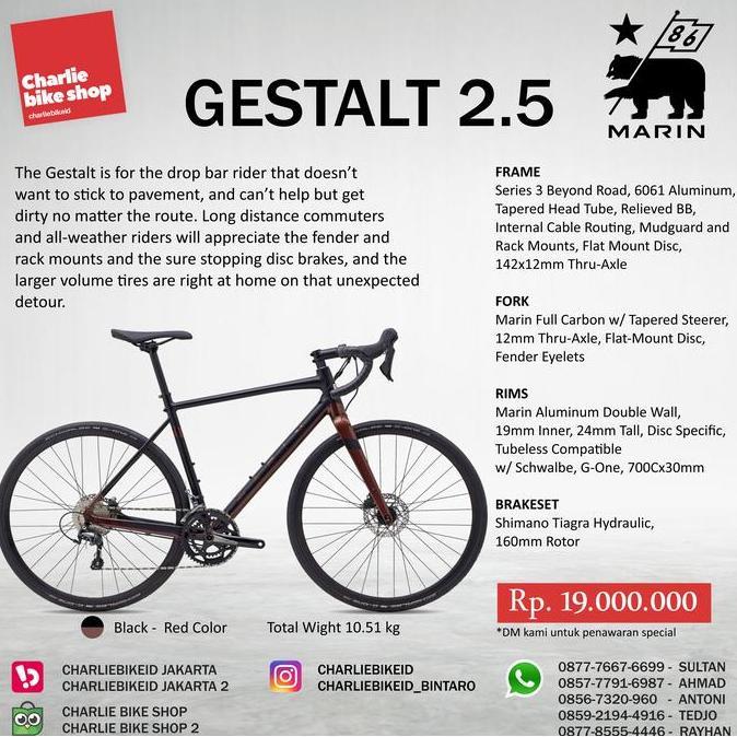 jiwana.shop / FULLBIKE MARIN Gestalt 2.5 - Shimano Tiagra Disc Brake Diskon