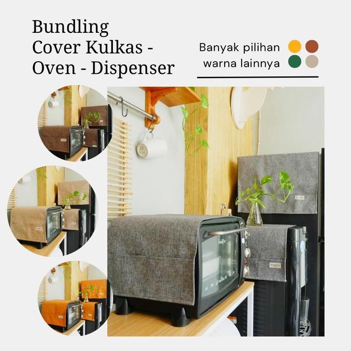 STILETTO LIVING - Bundling Cover Sarung Kulkas Oven Dispenser KOD Polos - Kimmy ( Bundling Taplak pe