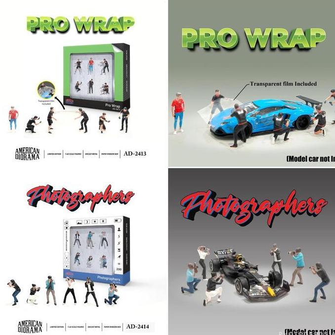 AD-2413 AMERICAN DIORAMA PRO WRAP - AD-2414 AMERICAN DIORAMA PHOTOGRAPHERS DIECAST DIORAMA FIGURE AS
