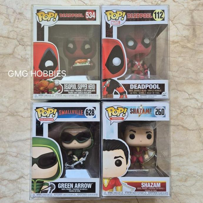 FUNKO POP 534 DEADPOOL SUPPER HERO 112 DEADPOOL 628 GREEN ARROW SMALLVILLE 260 SHAZAM ACTION FIGURE 