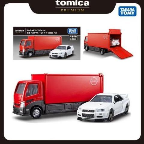 912590 TOMICA PREMIUM TRANSPORTER NISSAN SKYLINE R34 GTR V SPEC NUR DIECAST AS2123