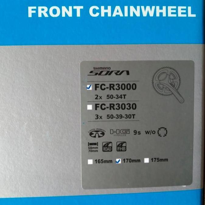Crank Shimano Sora FC-R3000 Hollowtech 2 50/34T Gir Crank Sora R 3000 Original With Box