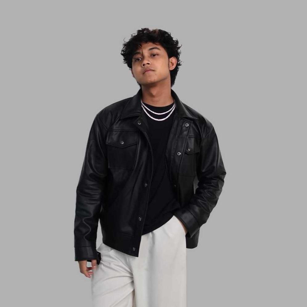 RECOMMENDED Trucker X borg jaket semi kulit pria wanita Classic Outfit Kancing