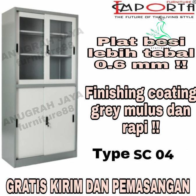 Lemari Arsip Pintu Sliding / Filing Cabinet Besi / Rak Arsip / Rak Berkas /Rak Buku
