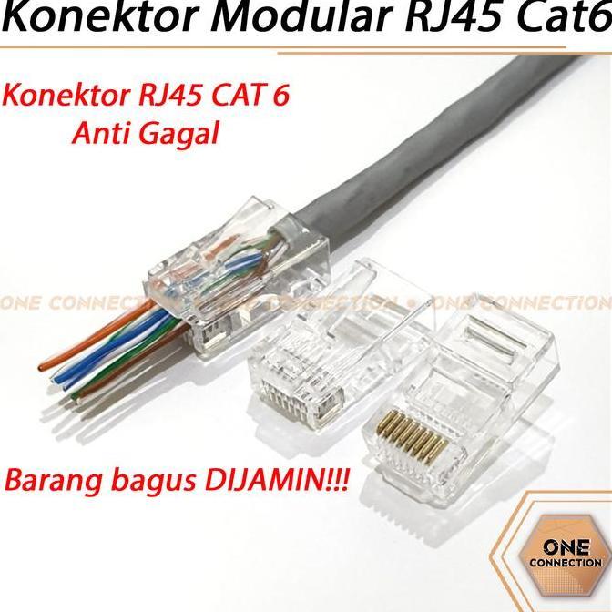 KONEKTOR MODULAR RJ45 CAT6 TEMBUS ANTI GAGAL / CONNECTOR RJ4510GBPS JS99