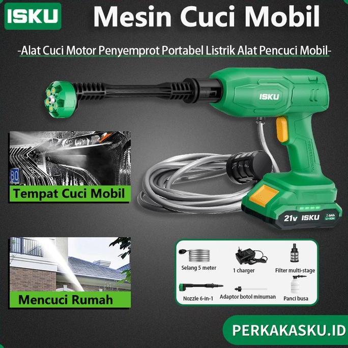 Isku Jet Cleaner Mesin Cuci Mobil Alat Cuci Motor Penyemprot Portabel Listrik Alat Pencuci Mobil