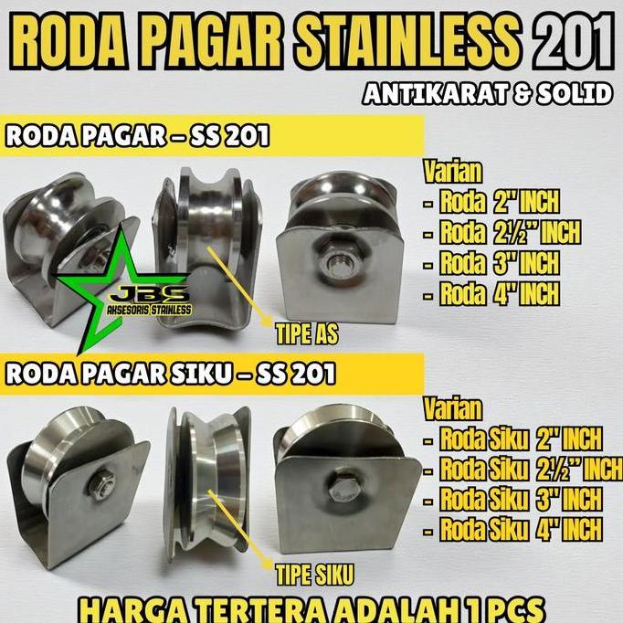 RODA PAGAR STAINLESS 201 TIPE AS DAN SIKU RODA PINTU PAGAR STAINLESS SUS 201