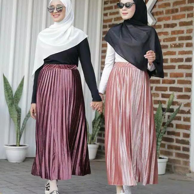Rok Plisket Velvet Bludru Import/Rok Plisket Bludru Import