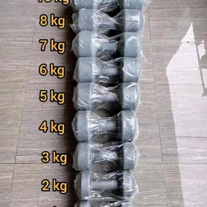 Barbel Dumbel Potence 7 Kg - 10 Kg Dumbel Plastik Silver