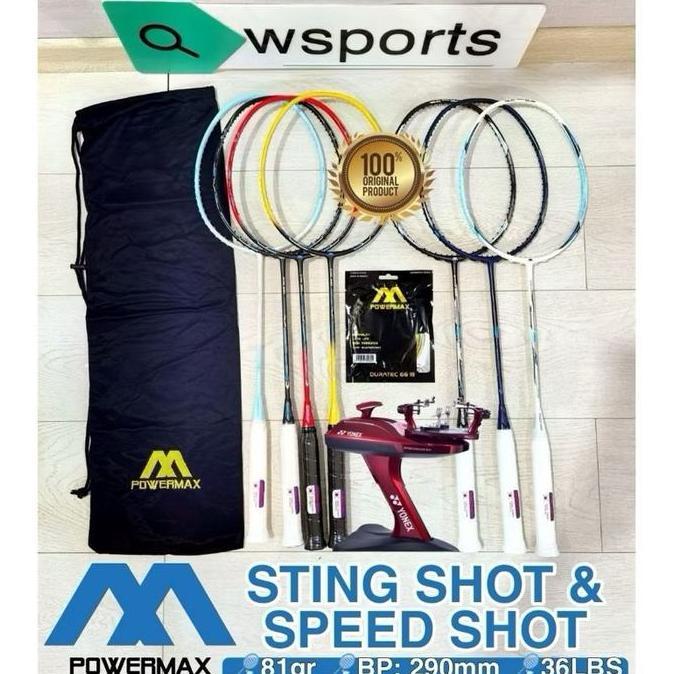 Raket Badminton Power Max Powermax Sting Speed Shot 36Lbs Original