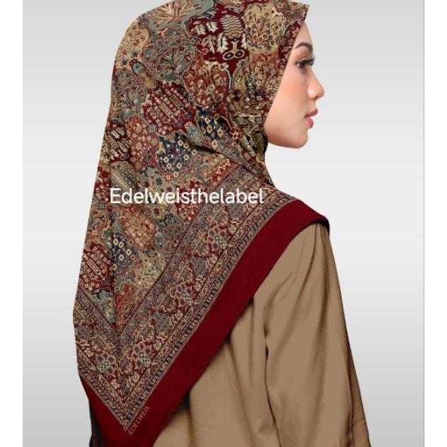 Maroon Etnic Garden/Voal Premium/115*115/130*130/Hijab Syari/Hijab Jumbo/Hijab Motif