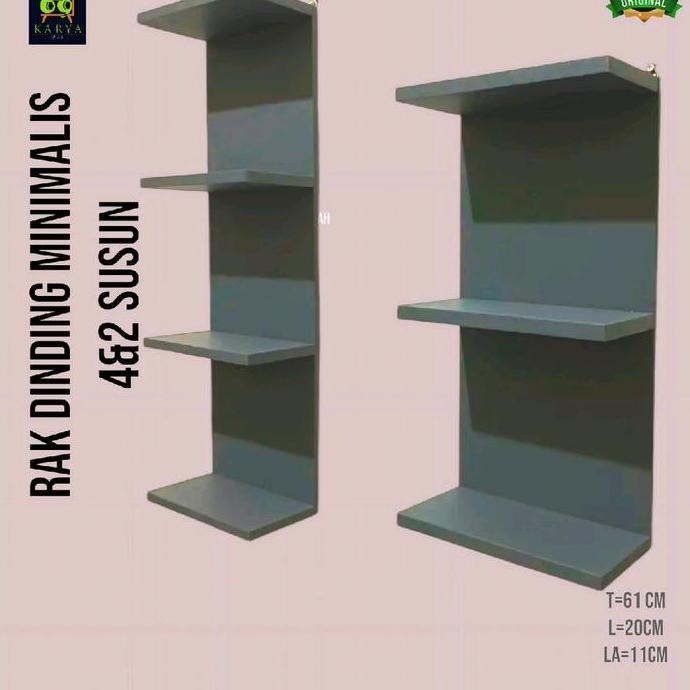 Handx- ,Viral,,Karya H Rak Dinding Minimalis 4 Tingkat Motif Putih Ambalan Plastik Portable Serbagun