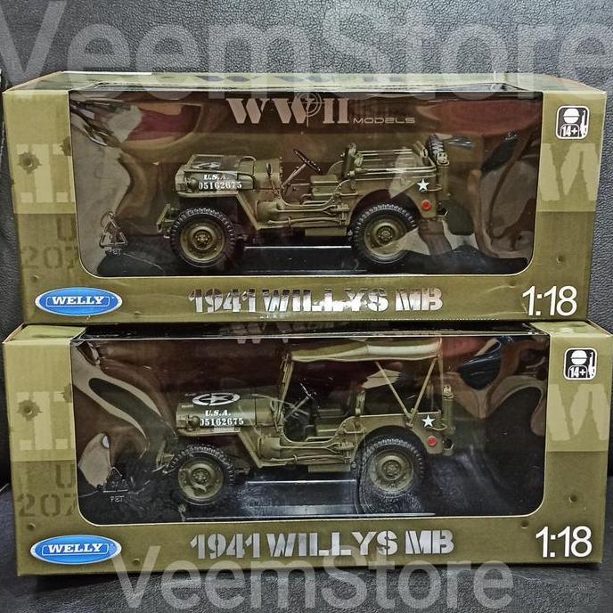 moqeelcuan / Die Cast 1:18 Jeep Willys MB '1941 [welly] Diskon