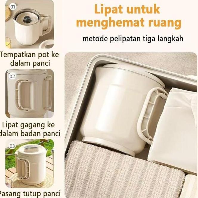 Ketel Listrik Lipat Portable Untuk Perjalanan Rumah Multifungsi Bisa Rebus Air Masak Mini Teko