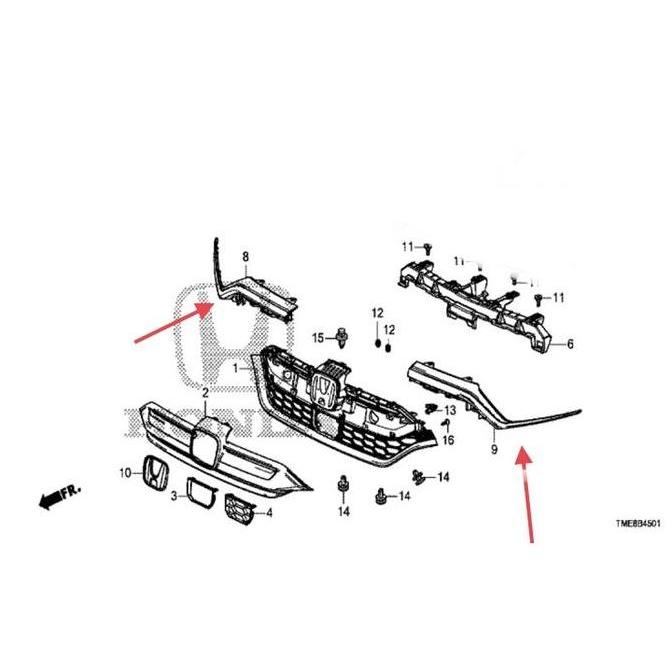List Chrome Grill Garnish Crv Rw Turbo Gen5 Facelift 2021 - 2022