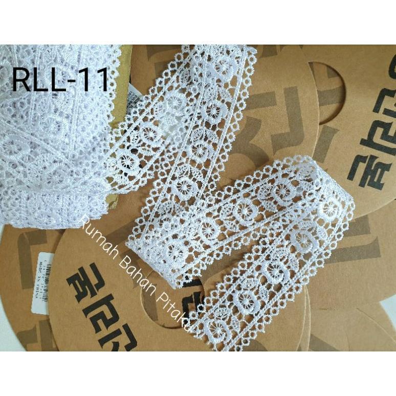 AYYA - Per-rol isi 5 yard = 4,5 meter, Renda Bordir Renda Giper Lebar -+ 3,5 cm Renda Bordir Bunga M