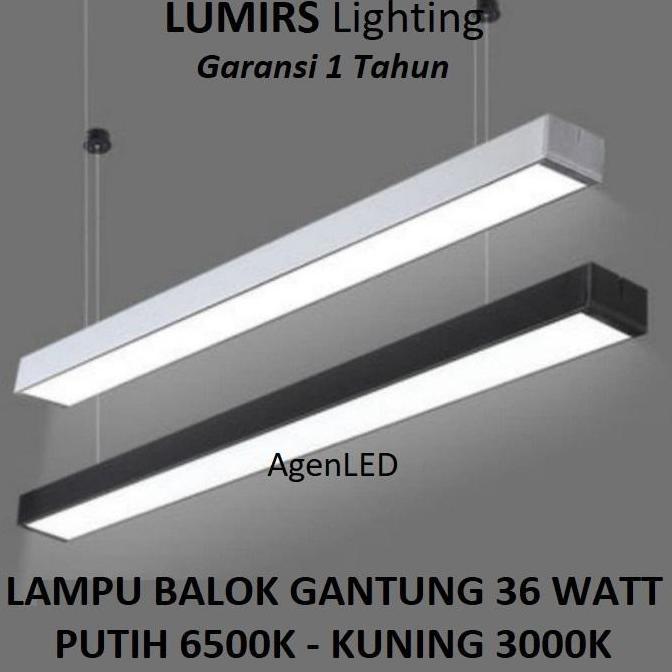 Kap Lampu Balok Gantung LED 36W 120cm Hanging lamp office 36 w watt 120 cm SET