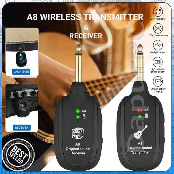 A8 Gitar Transmitter Receiver UHF Wireless System