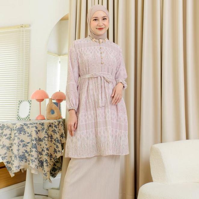 Elsa Long Tunic Pleated Long Tunic Atasan Plisket Wanita Tunic Korean Look Lebaran Idul Fitri Tunic 